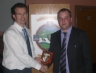 Brian O'Neill presents Michael Hardy a special award for 13 years service to St.Mary's as Club Secretary